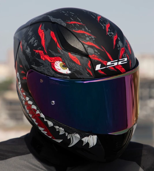 LS2 Rapıd 2 Race Kaıju Fullface Motosiklet Kaskı Gökkuşağı Camlı ürün görseli 1
