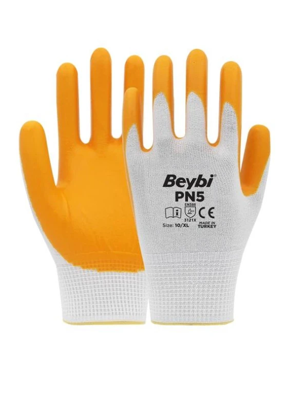 Beybi Pn5 Polyester Örme Beyaz Sarı Eldiven 10 ürün görseli 1