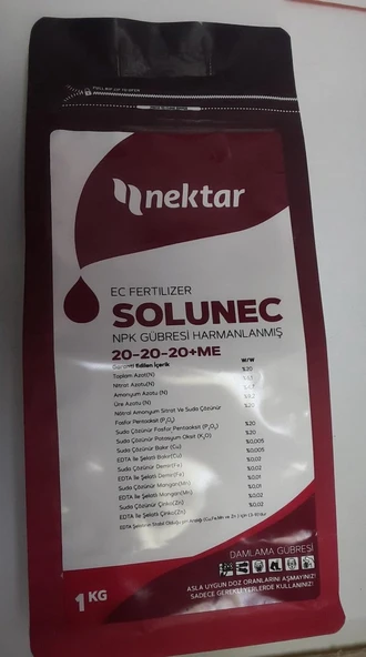 Solunec 20-20-20 + Me Damla Sulama ve Yaprak Gübresi 1 Kg ürün görseli 1