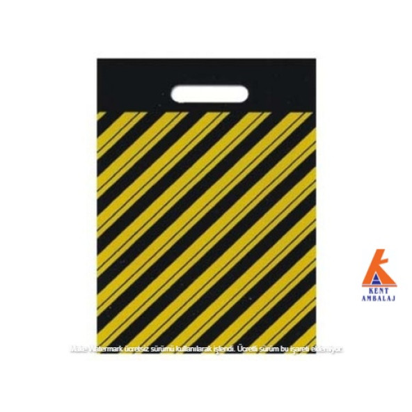 Takviyeli Siyah Çizgili Poşet 40x50 Cm (NO:4) - 50 Adet ürün görseli 1