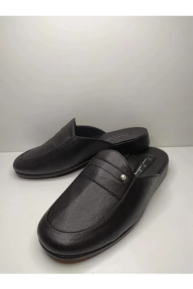 Pierre Cardin 288-1 Erkek Siyah Damat Çeyiz Armalı Düz Deri Terlik ürün görseli 1