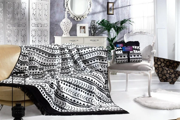 Aksu Silver Collection Çift Kişilik Pamuklu Çift Taraflı Battaniye 180x220 Erica ürün görseli 1