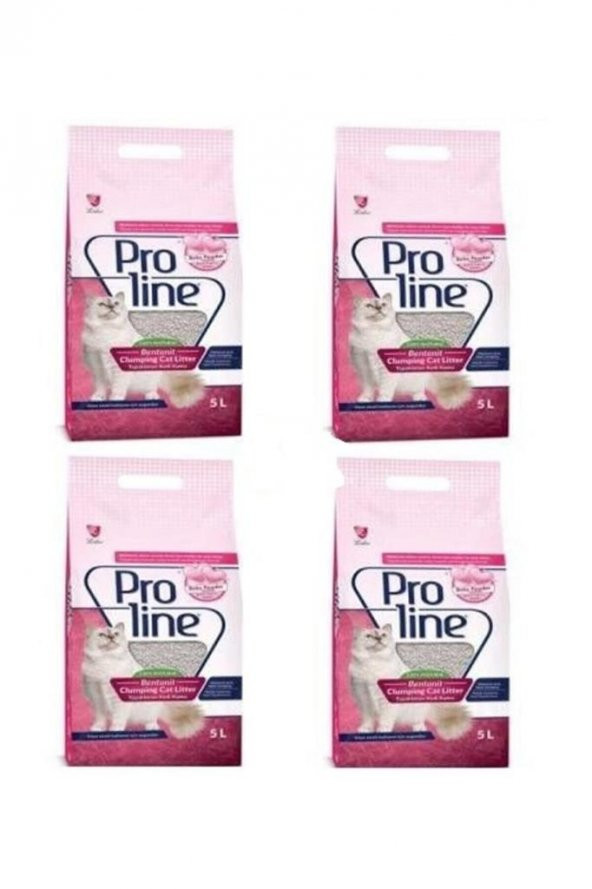 Proline Doğal Topaklanan Baby Powder Kokulu Kedi Kumu 5 Lt 4 Adet ürün görseli 1