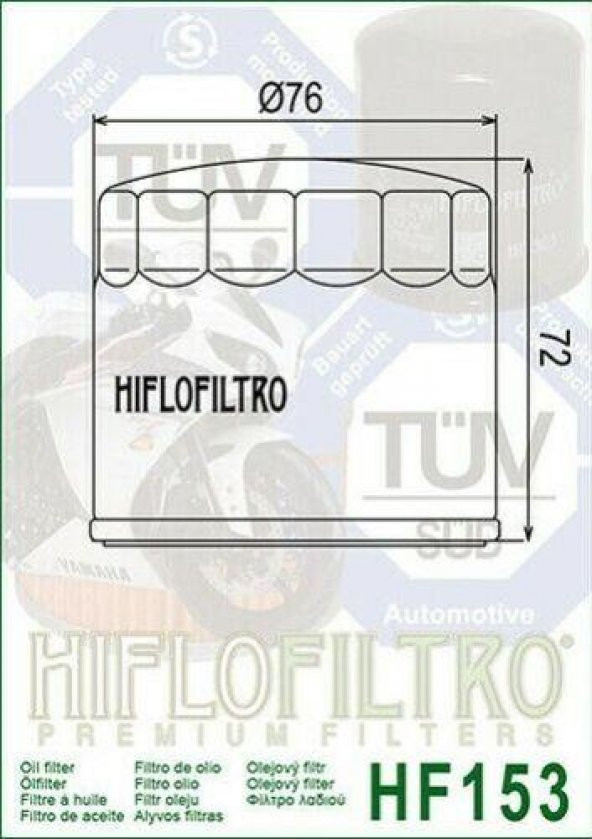 Hiflo Hf153 2019-2021 Ducati Multistrada 950 S Uyumlu Yağ Filtresi ürün görseli 1