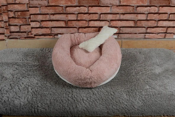 Cookie Pet Sherpa Polar Yıkanabilir Yuvarlak Köpek Kedi Yatağı 50 Açık Pudra ürün görseli 1
