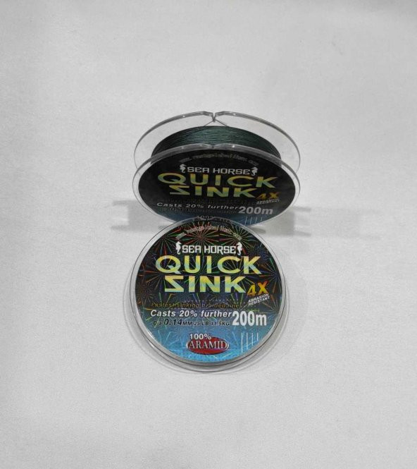 SEA HORSE QUİCK SİNK 0,14 MM 200MT 4X İPEK MİSİNA ABRASION-RESISTANT BLUE DİA.0.14- 25LB 11.5KG ürün görseli 1