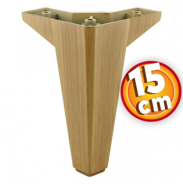 Lüks Mobilya Kanepe Sehpa TV Ünitesi Koltuk Ayağı 15 cm Ahşap Desenli Kahverengi Baza Ayak ürün görseli 1