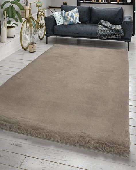 Jassrug Fuzzy Tavşan Tüyü Kürk Halı 160x220 Antrasit ürün görseli 1