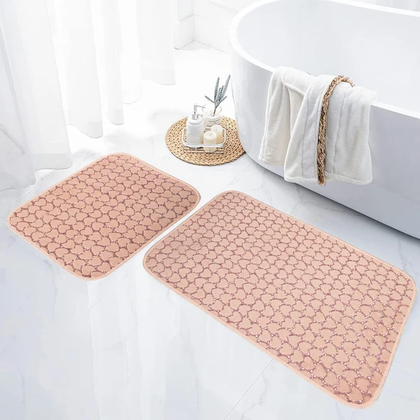 Jassrug Leila Kalp Embos Kaymaz Taban İkili Klozet Takımı 60x100 ve 50x60 Pudra ürün görseli 1