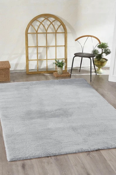 Jassrug Tavşan Tüyü Kürk Halı 120x180 Açık Gri ürün görseli 1