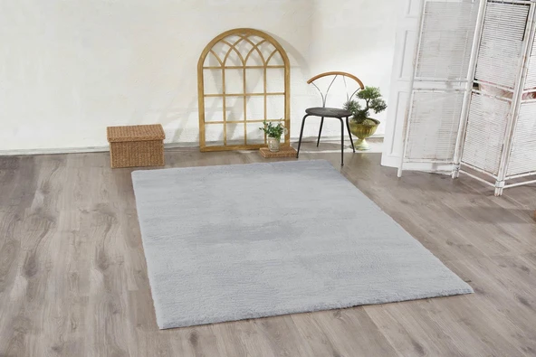 Jassrug Tavşan Tüyü Kürk Halı 80x120 Gri ürün görseli 1