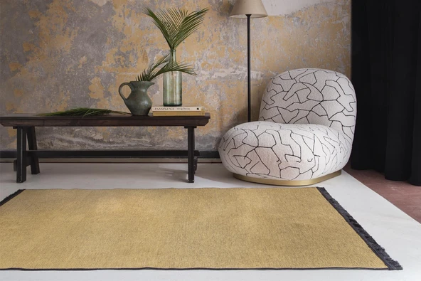 Jassrug Saçaklı Dokuma Kilim 120x180 Hardal ürün görseli 1