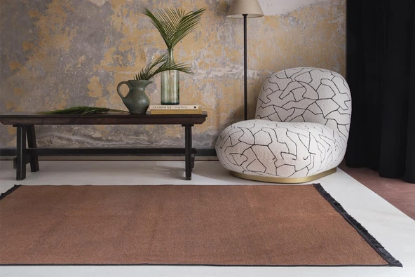 Jassrug Saçaklı Dokuma Kilim 120x180 Kahverengi ürün görseli 1