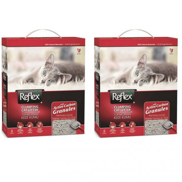 Reflex Granül Aktif Karbonlu Topaklanan Kedi Kumu 6 Lt 2 Adet ürün görseli 1