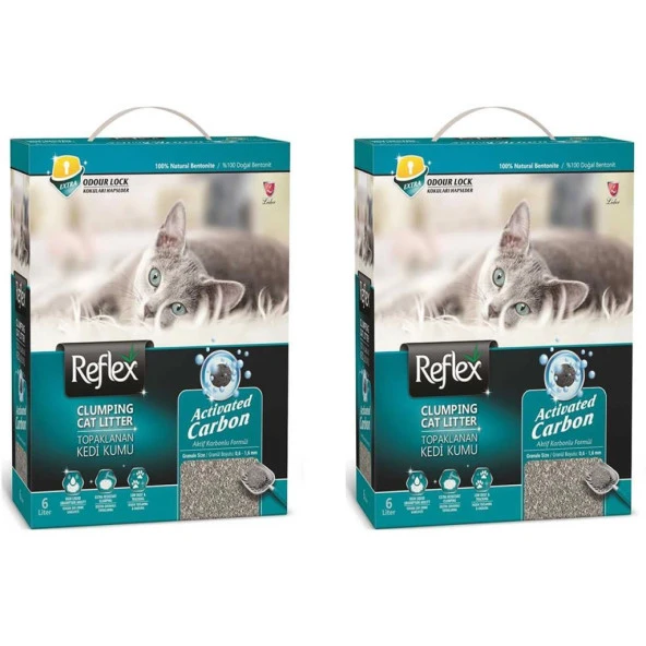Reflex Aktif Karbonlu Topaklanan Kedi Kumu 6 Lt 2 Adet ürün görseli 1