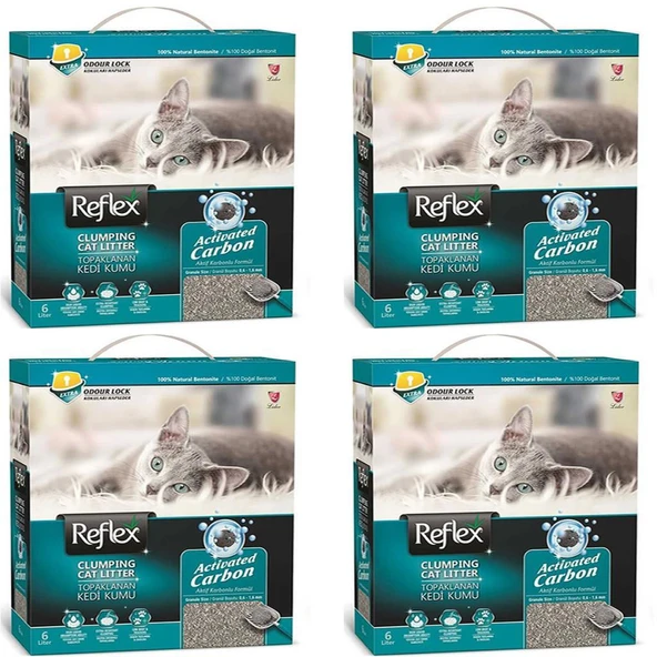 Reflex Aktif Karbonlu Topaklanan Kedi Kumu 6 Lt 4 Adet ürün görseli 1