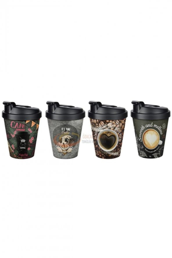 Cozzoni Plastik Bardak Kapaklı Baskılı Kahve Bardağı Coffee 4 Adet Yollanacaktır ürün görseli 1