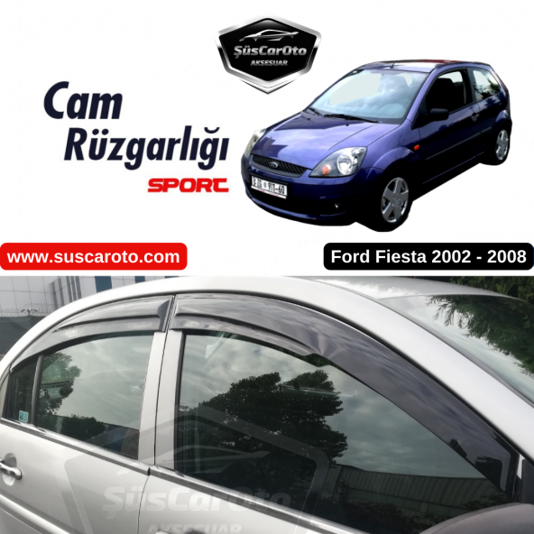 Ford Fiesta 2002-2008 Uyumlu Mugen Cam Rüzgarlığı Seti Piano Black 4lü İthal ürün görseli 1