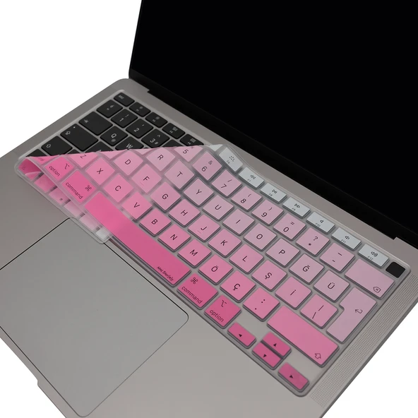 MacBook Air 13 Klavye Koruyucu M1 A2337 A2179 Türkçe Q Silikon Pembe ürün görseli 1
