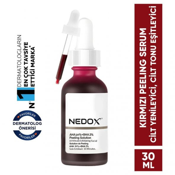 NEDOX Cilt Yenileyici Cilt Tonu Eşitleyici Kırmızı Peeling Serum Aha %30 Bha %2 Ph % 3.5 Serum 30 ml ürün görseli 1