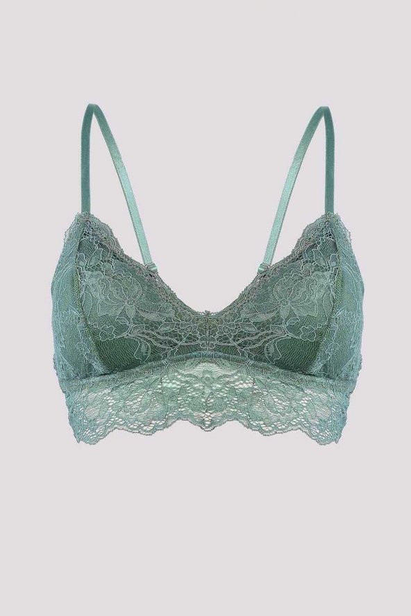 Yeşil Lace With Floral Pattern Bralet Sütyen ürün görseli 1