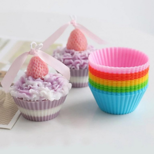 Renkli Silikon Yeniden Kullanılabilir Cupcake Muffin Kabı ürün görseli 1