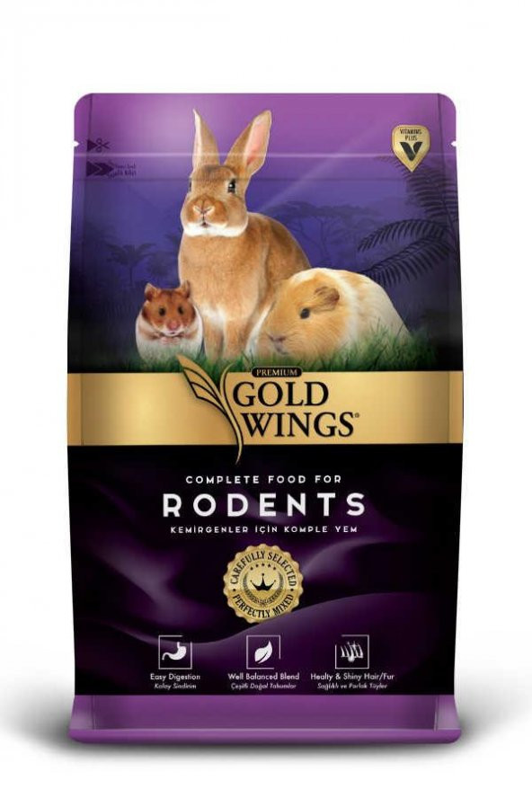Gold Wings Premium Tavşan Hamster Kemirgen Yemi 1 Kg x 6 Adet ürün görseli 1