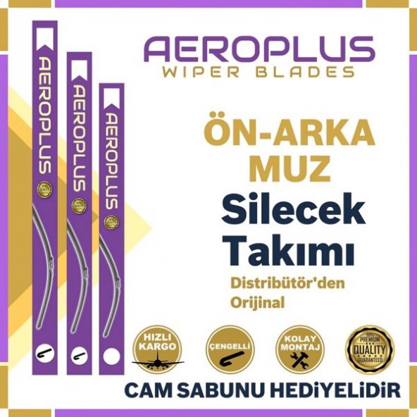 Aeroplus Honda Jazz Ön Arka Muz Silecek Takımı 2008-2014 ürün görseli 1