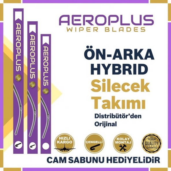 Aeroplus Toyota Yaris 2 Ön Arka Hybrid Silecek Takımı 2005-2011 ürün görseli 1