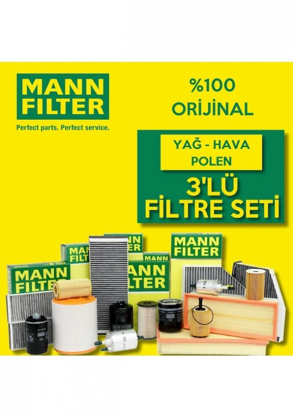 Skoda Fabia 1.2 Mann-Filter Filtre Bakım Seti 2007-2014 3lü ürün görseli 1