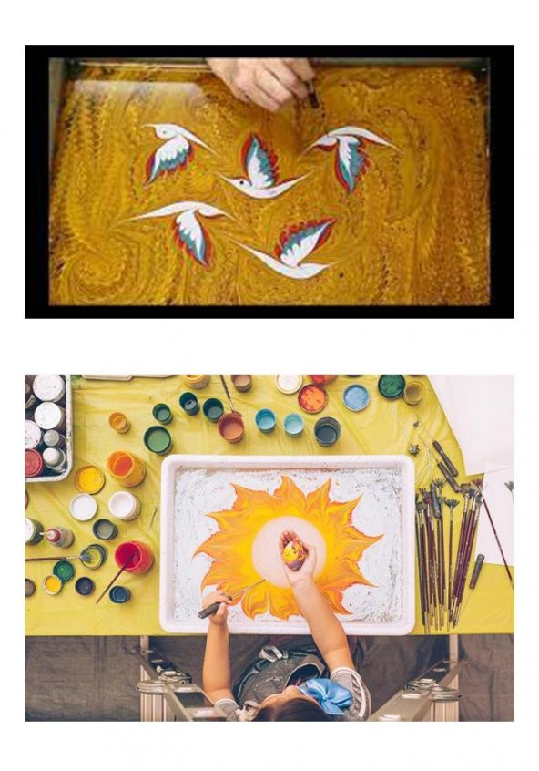 Ebru Boya Seti A4 23 Parça 8 Renk Damlalıklı 1 Paket Art Deco Ebru Başlangıç Sanat Seti 1 Paket ürün görseli 1