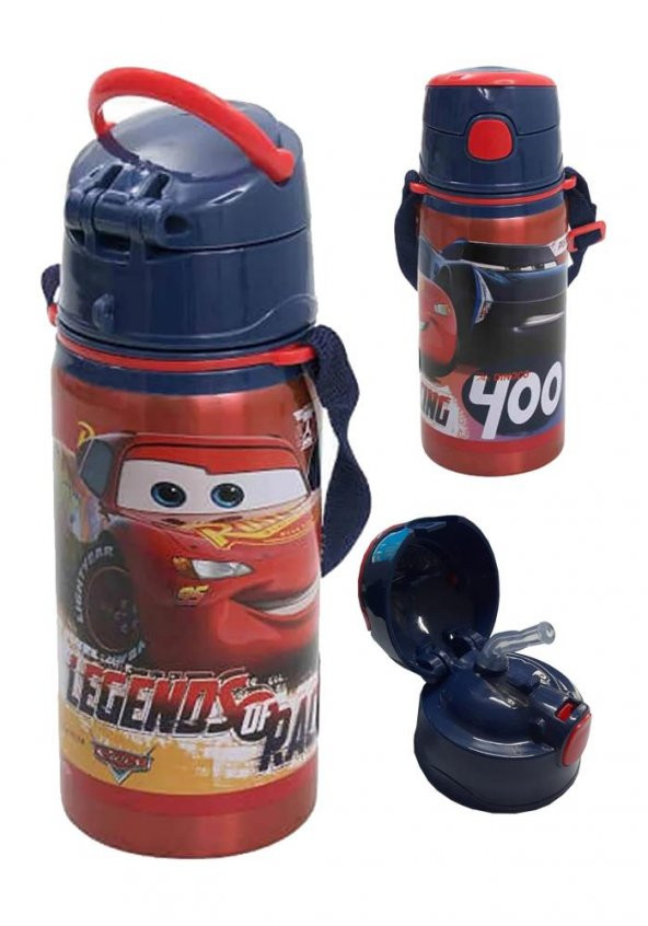 Erkek Çocuk Arabalar Çelik Matara 500ml 1 Adet Cars Şimşek Mcqueen Çelik Suluk 1 Adet Lisanslı Okul Matarası ürün görseli 1