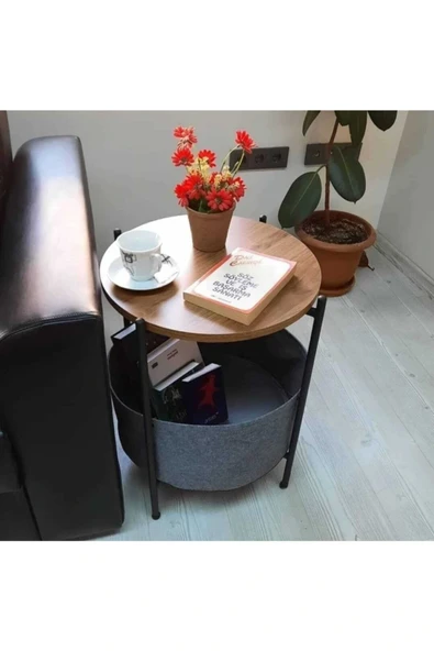 adımshops Geniş Çantalı Yan Sehpa,kitaplık,çiçeklik ürün görseli 1