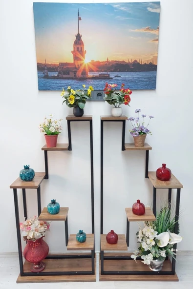 adımshops Kopya - 2'li Merdiven Çiçeklik, Saksılık, Balkon, Bahçe Dekor.raf,stant ürün görseli 1