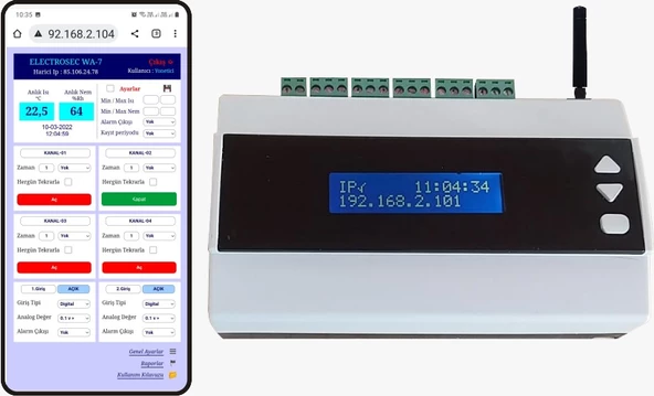 Electrosec WA-7 Akıllı Ev Otomasyon ve Isı Nem Takip Sistemi  (Wi-Fi, 7 Kanal) ürün görseli 1