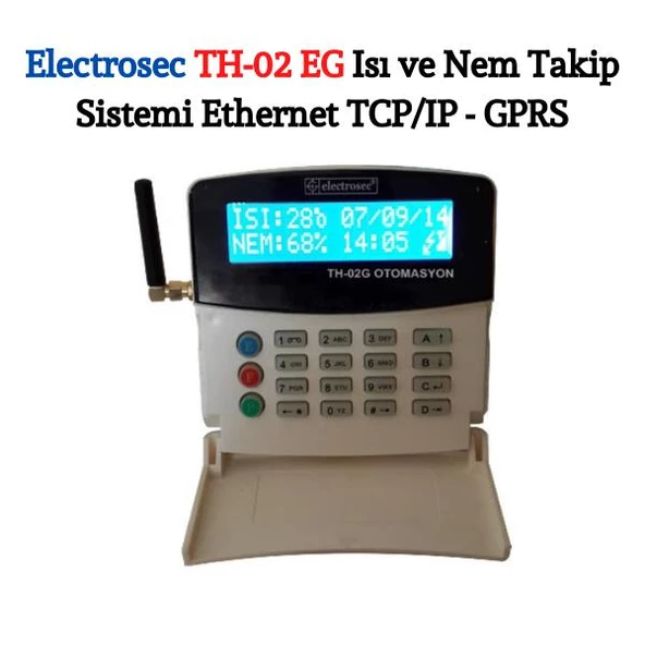 Electrosec TH-02EG 1 Kanal Isı ve Nem Takip Sistemi Ethernet TCP / IP - GPRS Alarm ve Otomasyon Sistemi + 1 Adet Isı Nem Probu +16V Adaptör ürün görseli 1