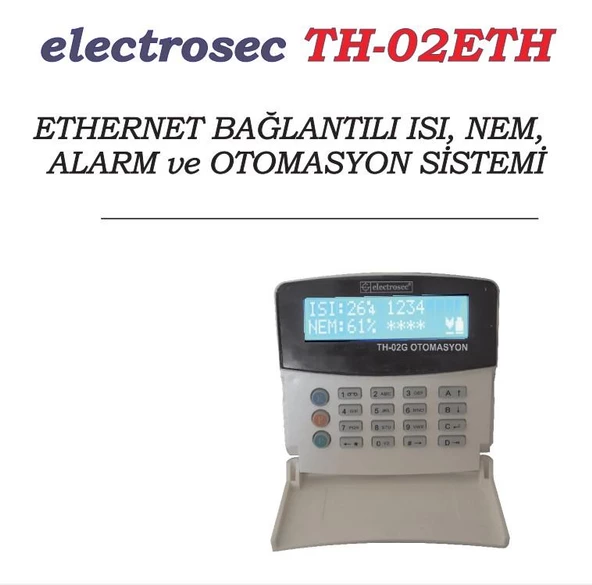 Electrosec TH-02ETH Isı ve Nem Takip Otomasyon Sistemi Ethernet TCP/IP Protokol +1 Prob +16V Adaptör ürün görseli 1