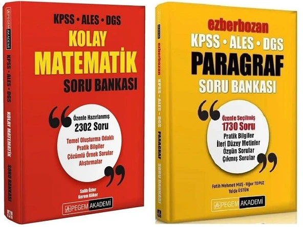 Pegem KPSS ALES DGS Kolay Matematik Ezberbozan Paragraf Soru 2 li Set Pegem Akademi Yayınları ürün görseli 1