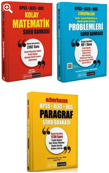 Pegem KPSS ALES DGS Kolay Matematik + Ezberbozan Problemler Paragraf Soru 3 lü Set ürün görseli 1