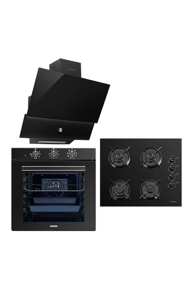 Luxell 88 Litre Süper Kristal Siyah Ankastre Set New Series ürün görseli 1