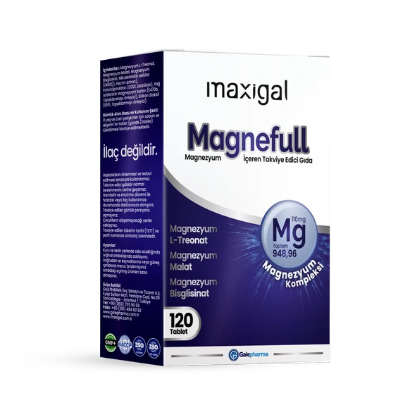 Maxigal Magnefull Magnezyum 120 Tablet ürün görseli 1