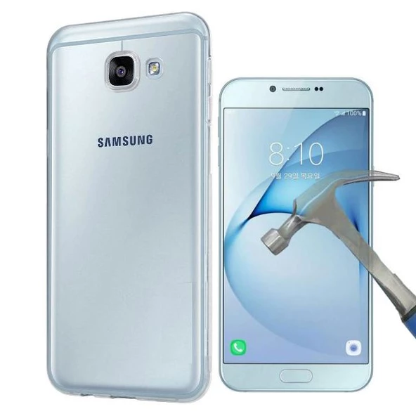 Smcase Samsung Galaxy A810 2016 Tam Korumalı Silikon Kılıf  Cam Ekran Koruyucu ürün görseli 1