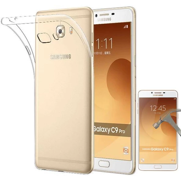 Smcase Samsung Galaxy C9 Pro Darbe Emicili Silikon Kılıf  Cam Ekran Koruyucu ürün görseli 1