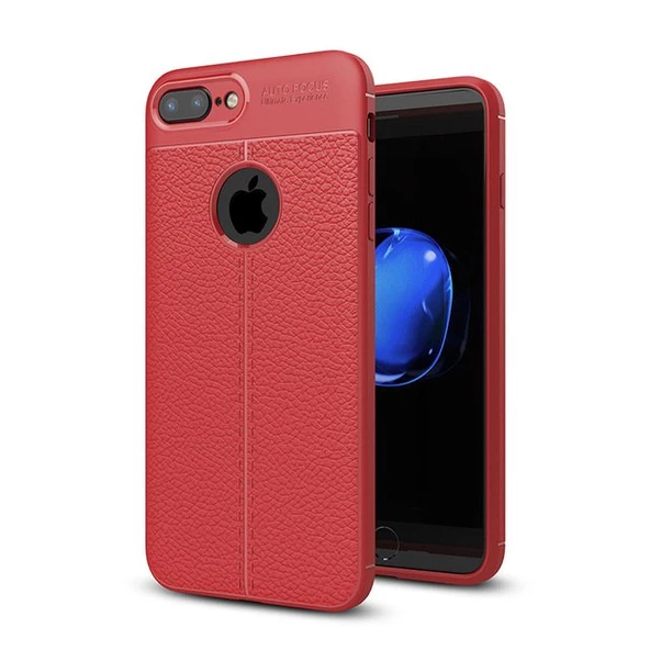 Smcase iPhone 7 Plus Deri Dokulu Silikon - Resim 2