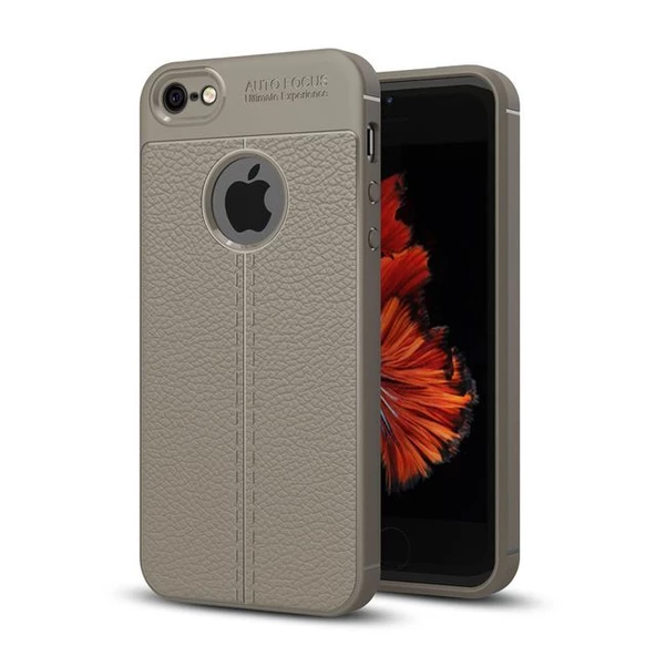 Smcase iPhone SE Deri Dokulu Silikon - Resim 2