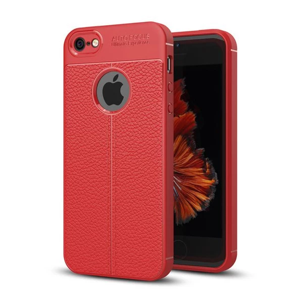 Smcase iPhone SE Deri Dokulu Silikon - Resim 3