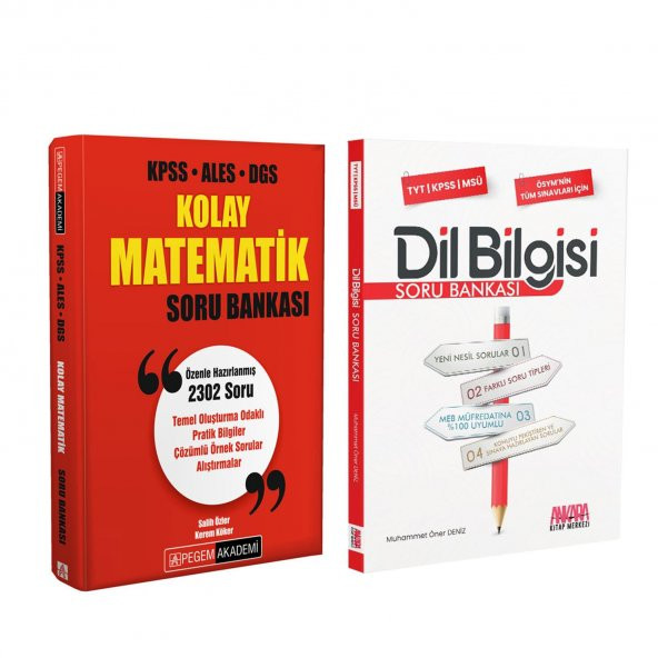 Pegem Ezberbozan Matematik ve AKM Dil Bilgisi Soru Bankası Seti 2 Kitap ürün görseli 1
