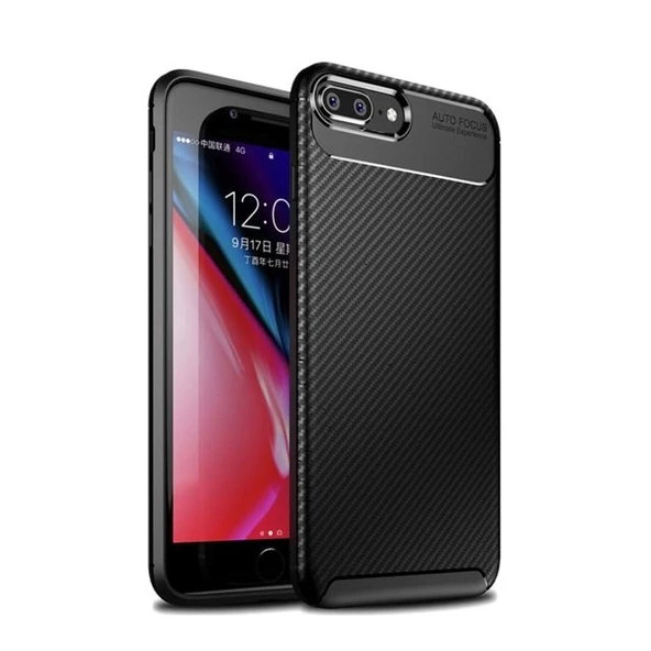 Smcase iPhone 7 Plus Ultra Soft Negro Karbon Silikon Kılıf  Nano Ekran Koruyucu ürün görseli 1