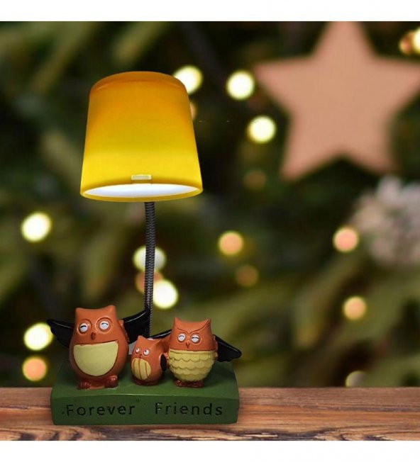 Fotoğraf Hediyeli Best Friends Baykuşlu Masa Lambası ürün görseli 1