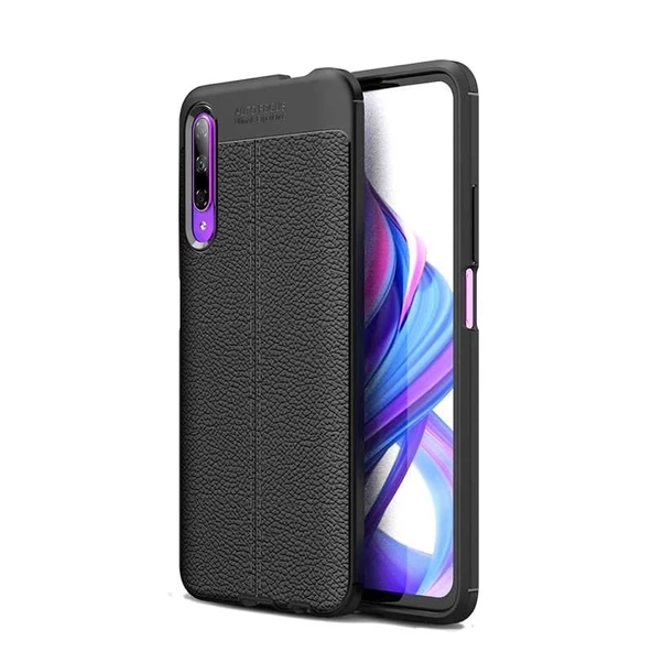 Smcase Huawei P Smart Pro Kılıf Deri Dokulu Silikon  Nano Ekran Koruyucu ürün görseli 1